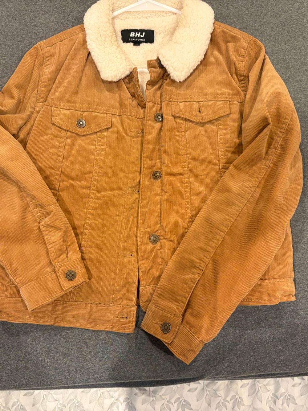 Kids Corduroy Sherpa Collar Jacket in Camel
